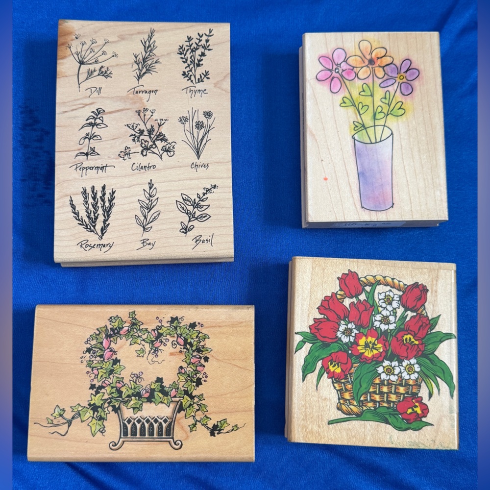 Floral Wooden Stamp Set